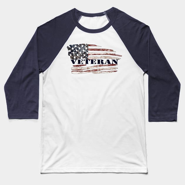 Veteran with American Flag Baseball T-Shirt by MonarchGraphics